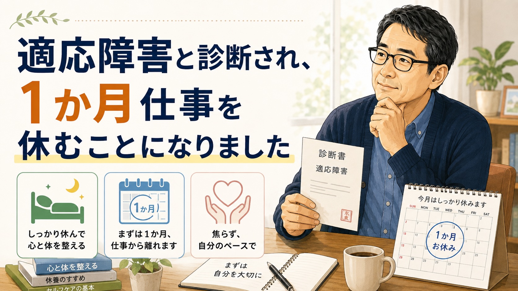 適応障害と診断され、主治医の指示で1か月仕事を休む50代男性のアイキャッチ画像