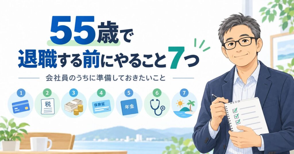 55歳で退職する前にやること7つをまとめたアイキャッチ画像