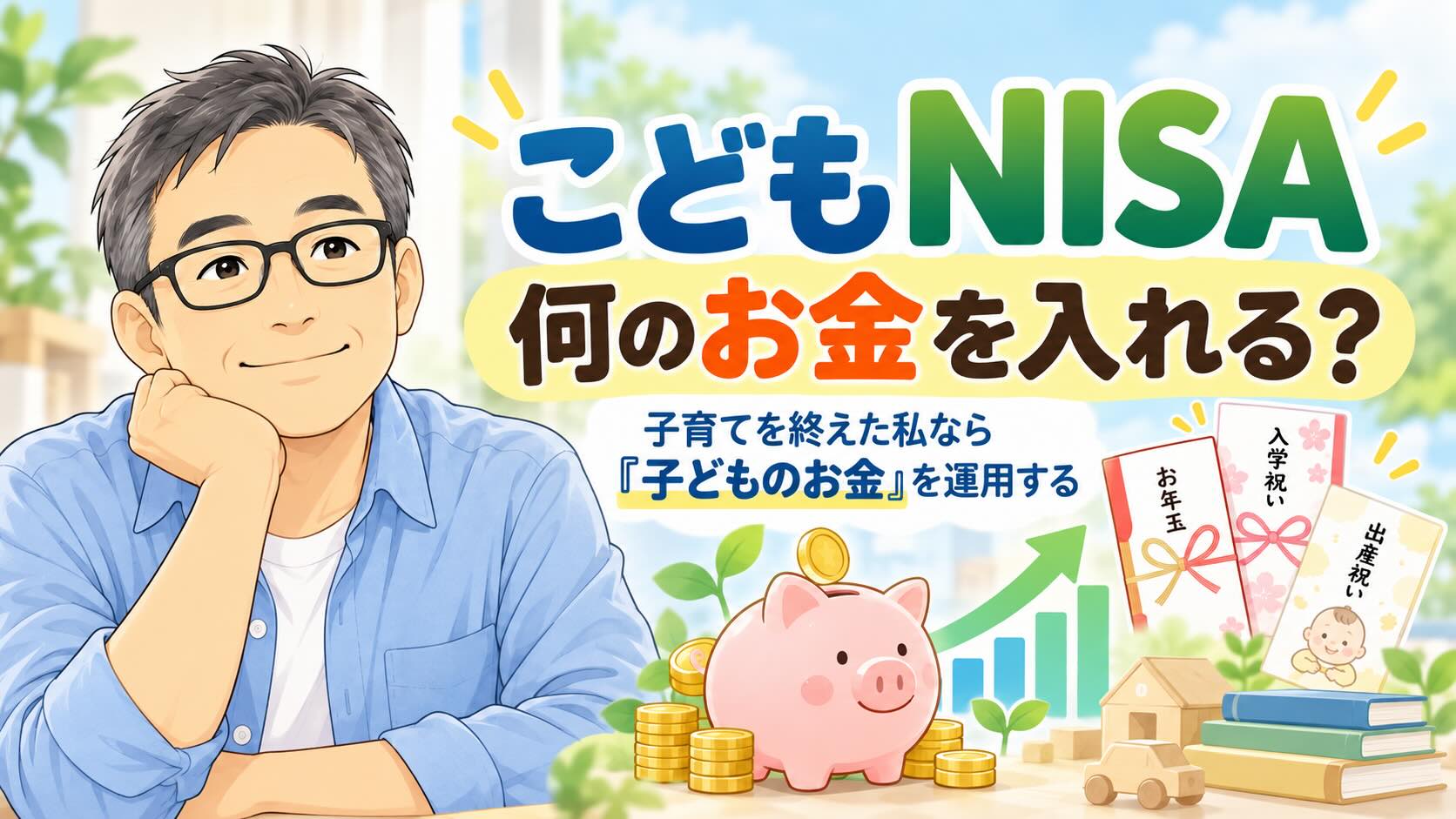 こどもNISAでお年玉や入学祝いなど子どものお金を運用する考え方を紹介するアイキャッチ画像
